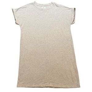 Lou & Grey Signaturesoft Sweatshirt Dress Oatmeal Heather Short Sleeve Size L